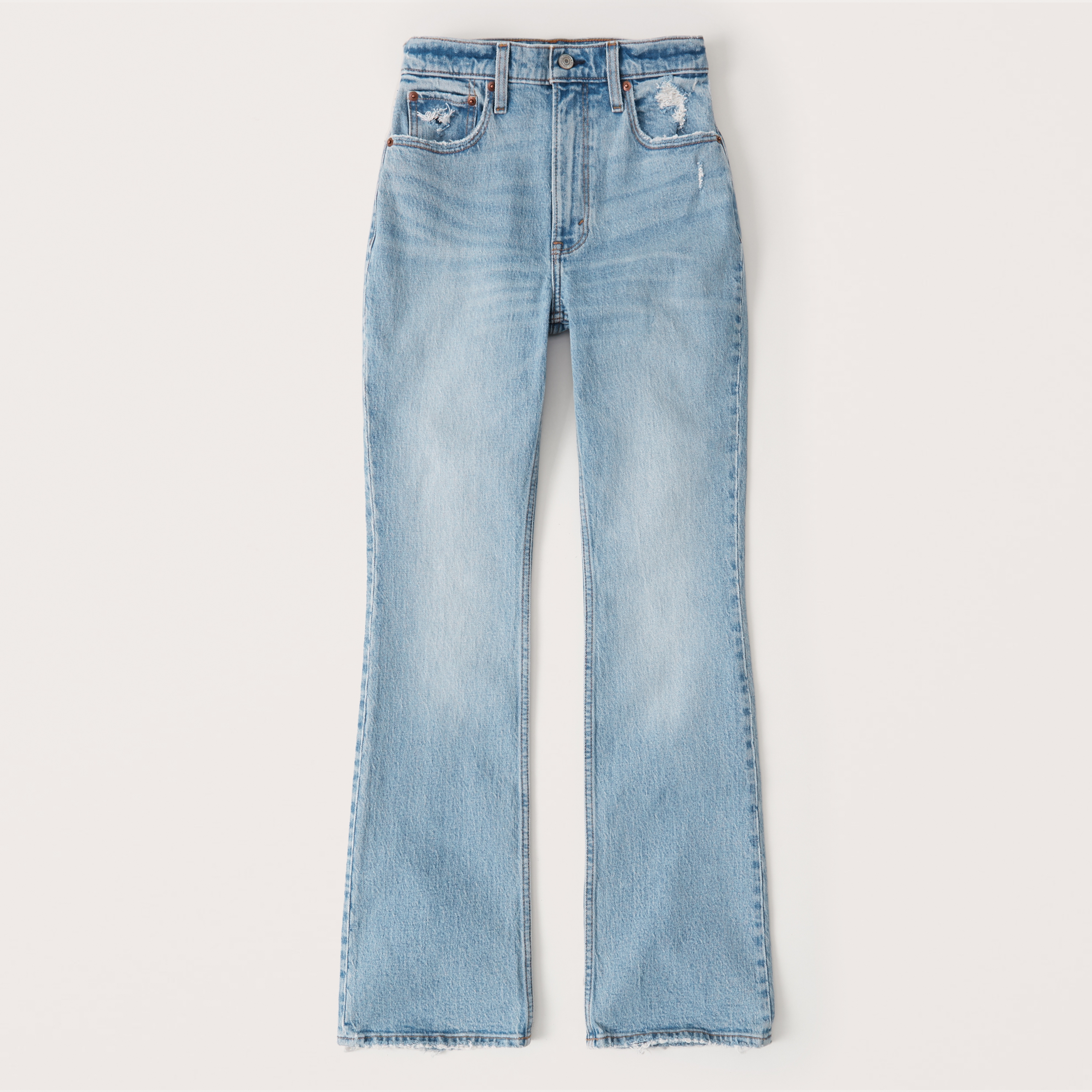 Indie Aesthetics Slim Brown Flare Jeans Vintage Solid High Waist