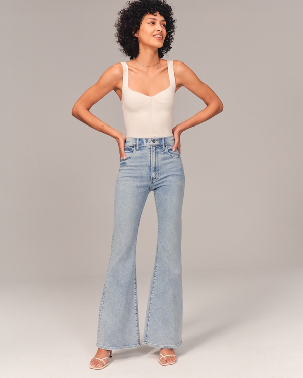 ultra high rise kick flare jeans abercrombie