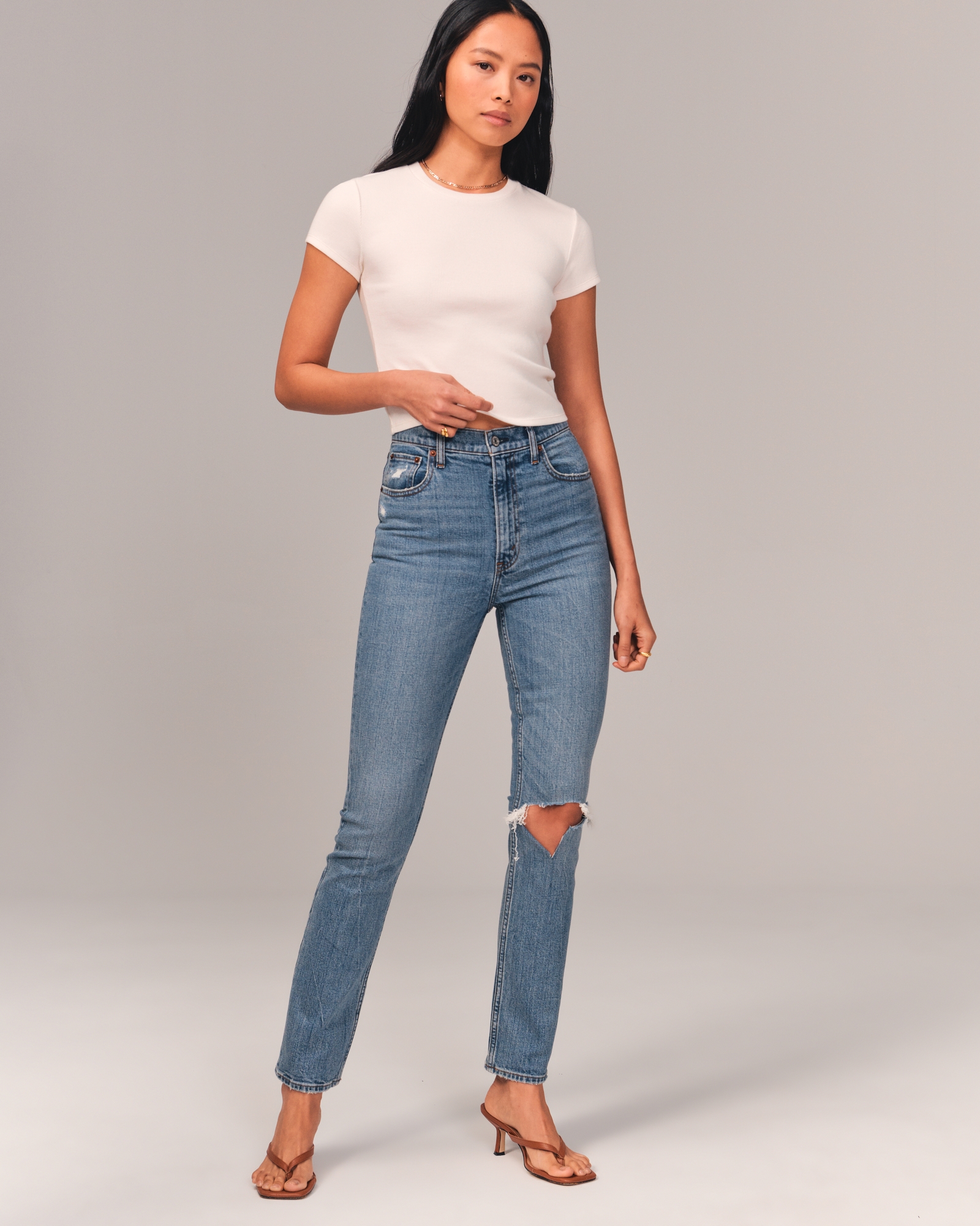 Straight fit high-waist jeans