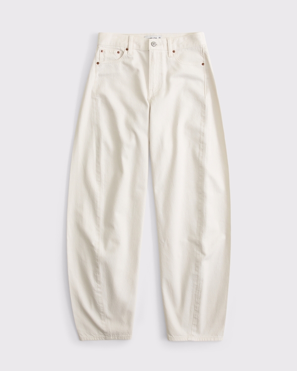 Curve Love High Rise Ultra Barrel Jean, Ecru view 1