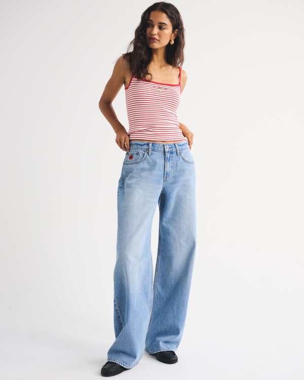 Abbode Low Rise Ultra Loose Embroidered Jean, Light view 1