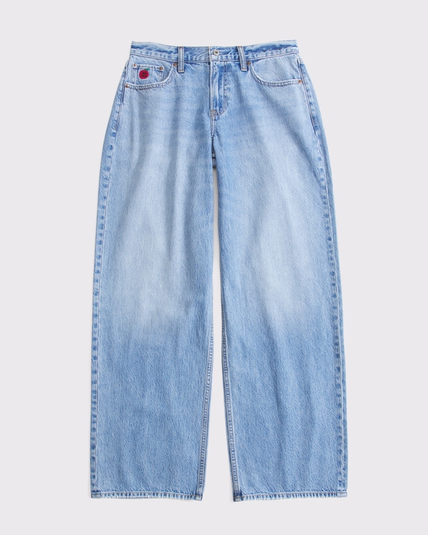 Abbode Curve Love Low Rise Ultra Loose Embroidered Jean, Light view 1