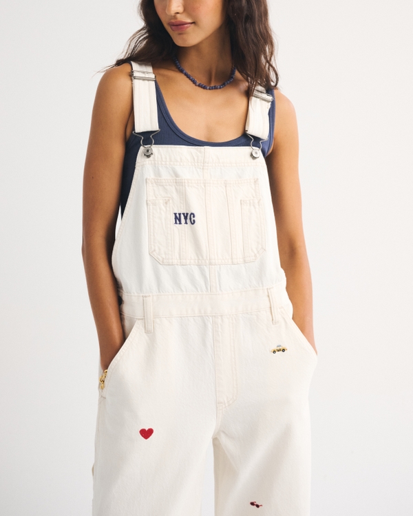 Abbode Embroidered Overalls, Cream view 2