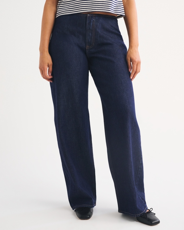 Curve Love Clean Waist Low Rise Ultra Loose Jean, Rinse view 2
