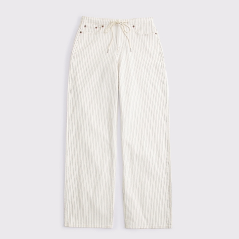 Женские джинсы Abercrombie & Fitch Curve Love Linen-Blend Low Rise Ultra Loose Drawstring Jean