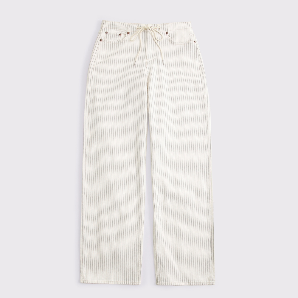 Curve Love Low Rise Linen-Blend Denim Ultra Loose Drawstring Jean
