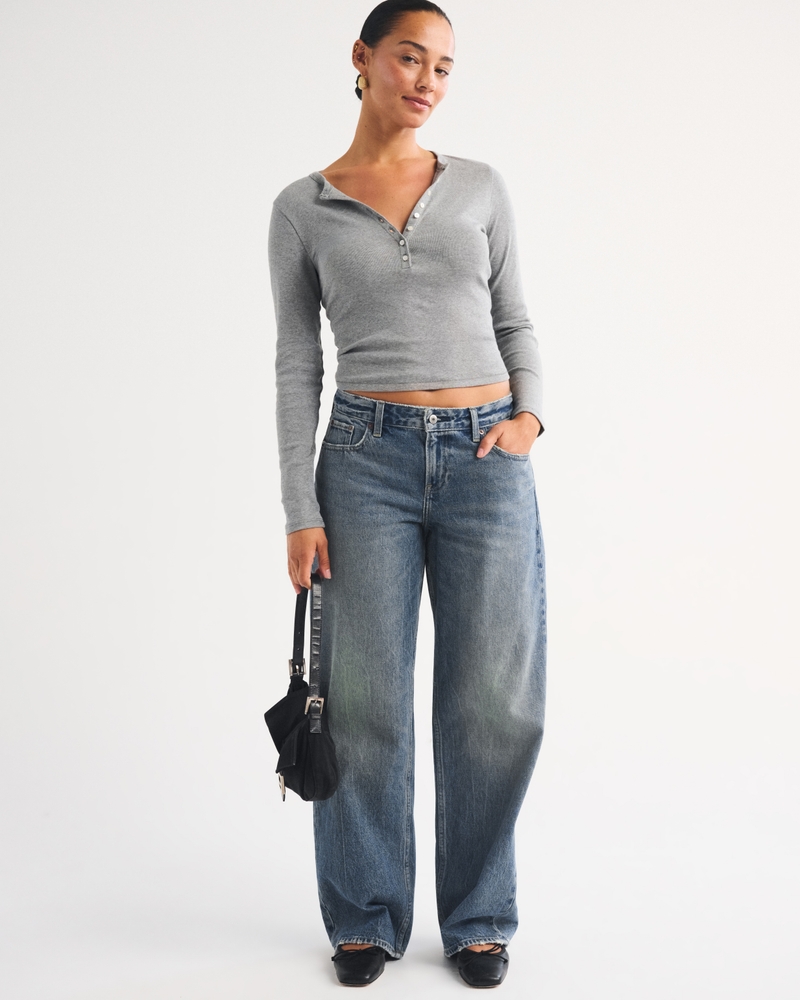Curve Love Low Rise Slouchy Straight Jean - medium by Abercrombie & Fitch