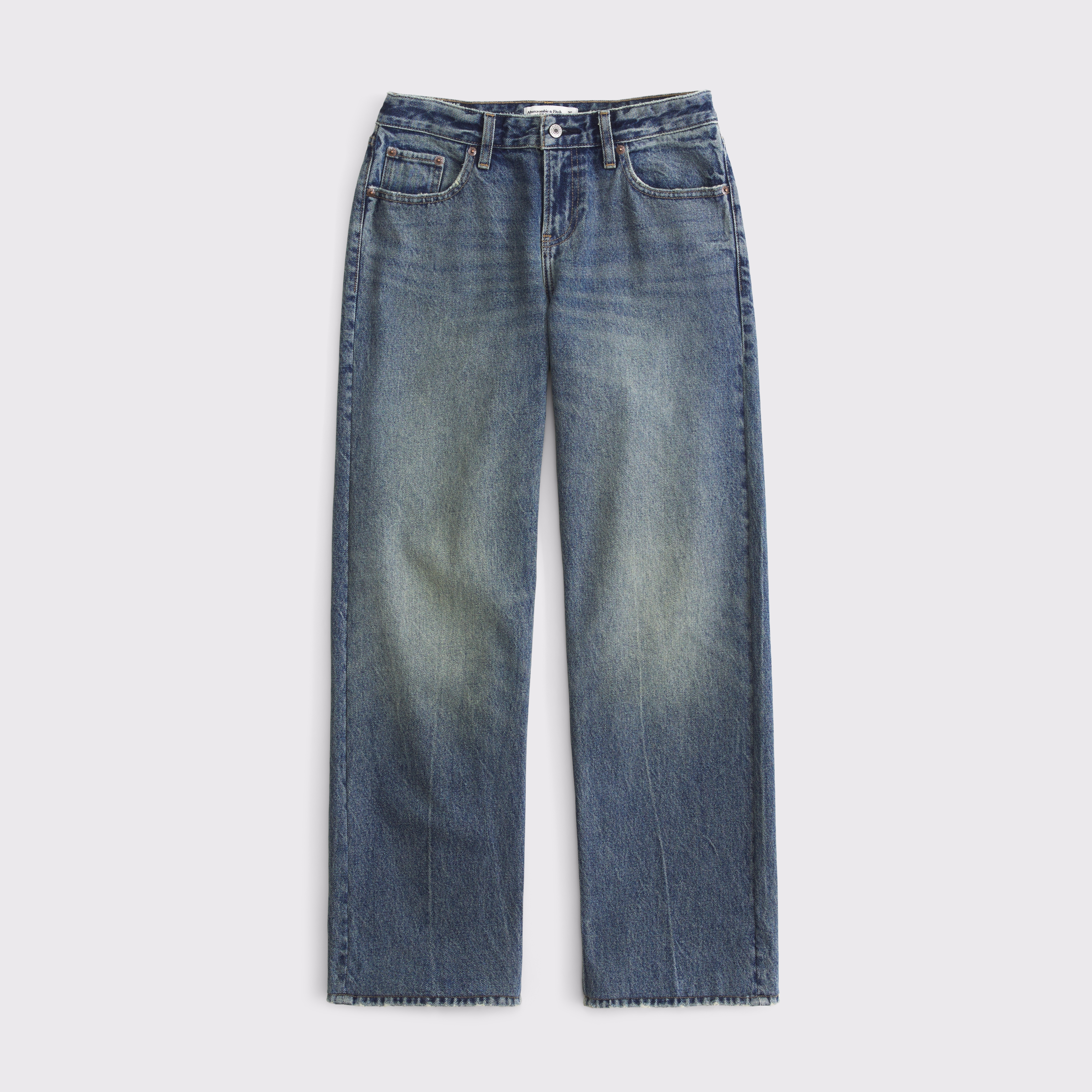 Женские джинсы Abercrombie & Fitch Curve Love Low Rise Slouchy Straight Jean, цвет: Средний — фото 1