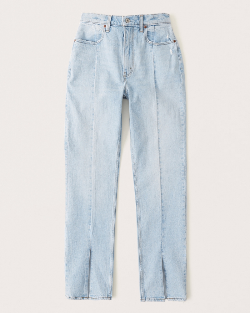 Hollister Curvy Ultra High-Rise Two-Tone Vintage Ankle Straight Jeans