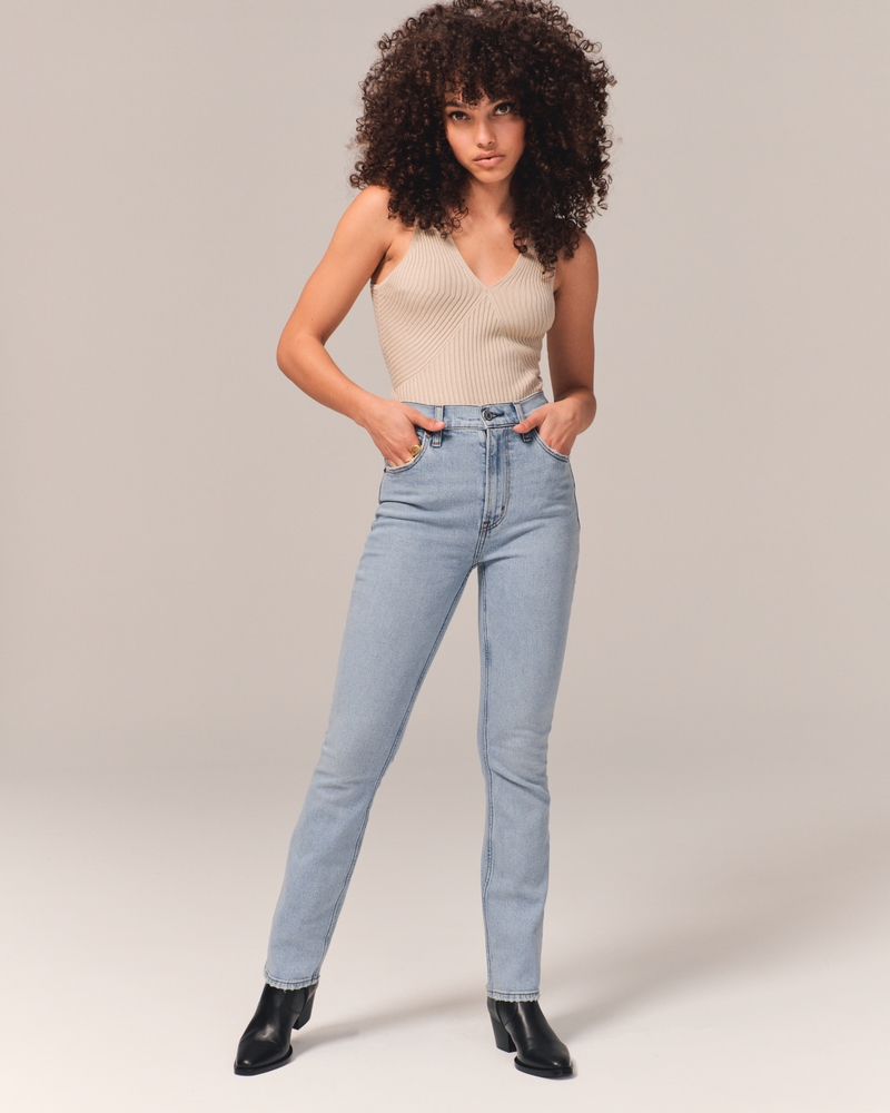 Jeans Amy Straight Fit corte alto, Jeans para Mulher