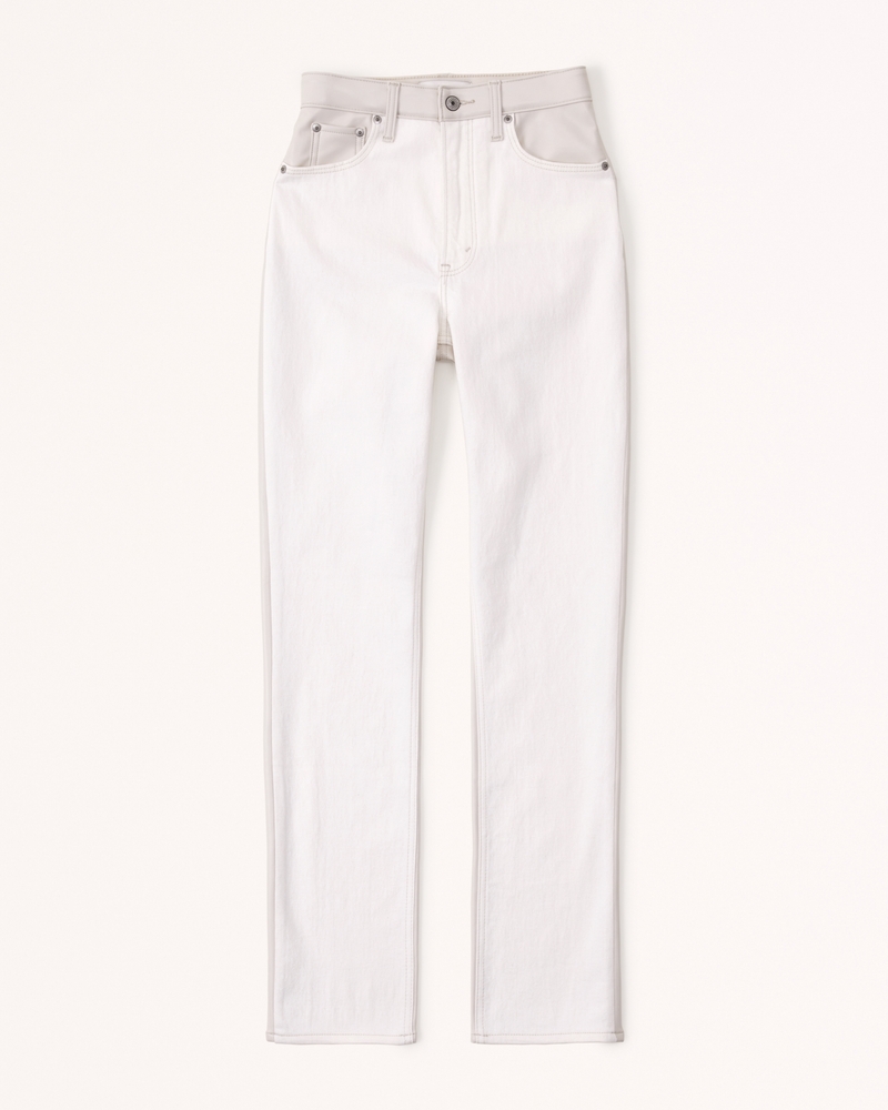 Women's Mixed Fabric Ultra High Rise 90s Slim Straight Jean Women's