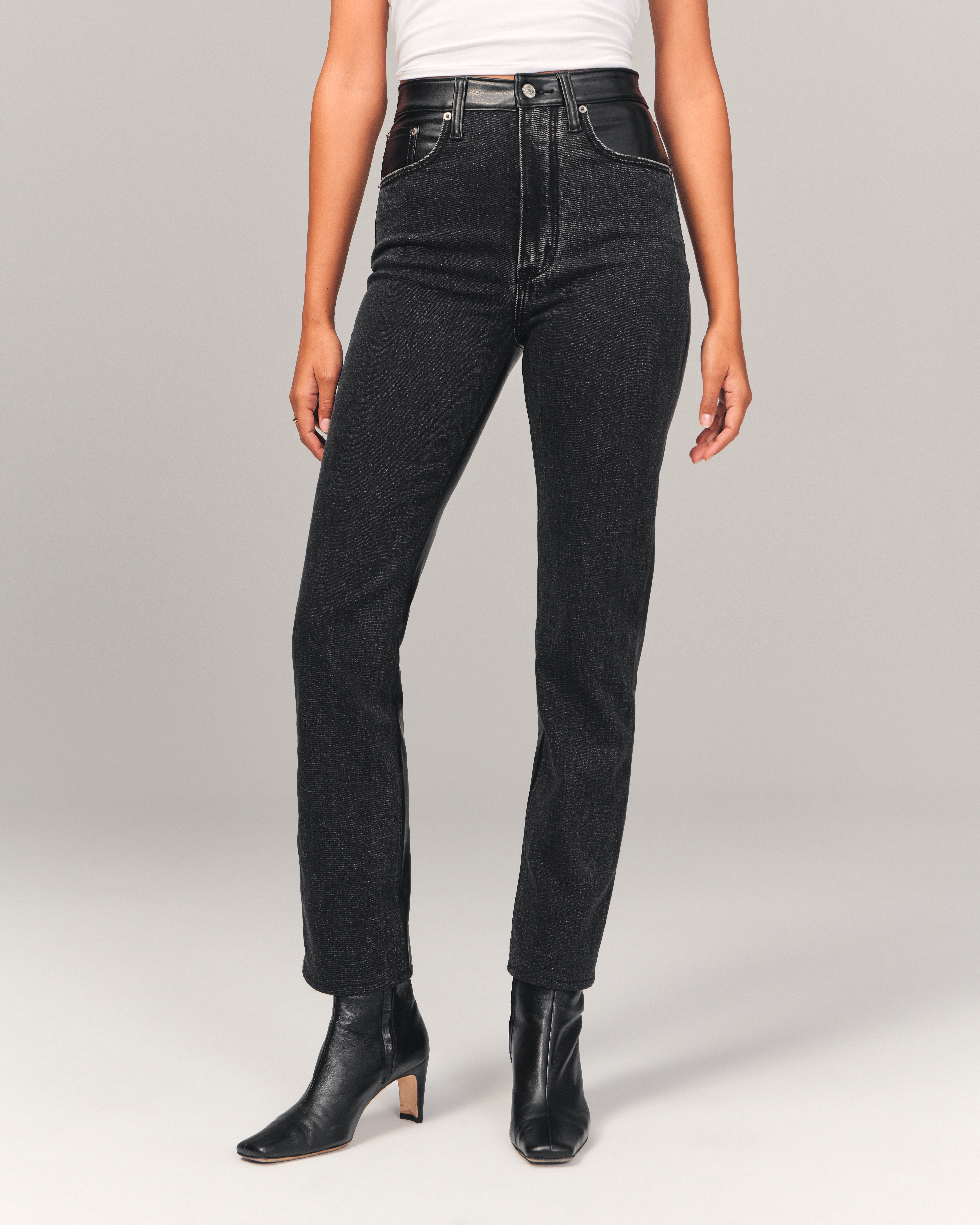 Abercrombie ultra high hot sale rise ankle straight jeans