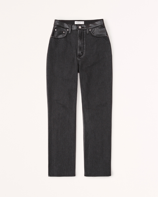 Women's Mixed Fabric Curve Love Ultra High Rise Ankle Straight Jean | Women's Bottoms | Abercrombie.com