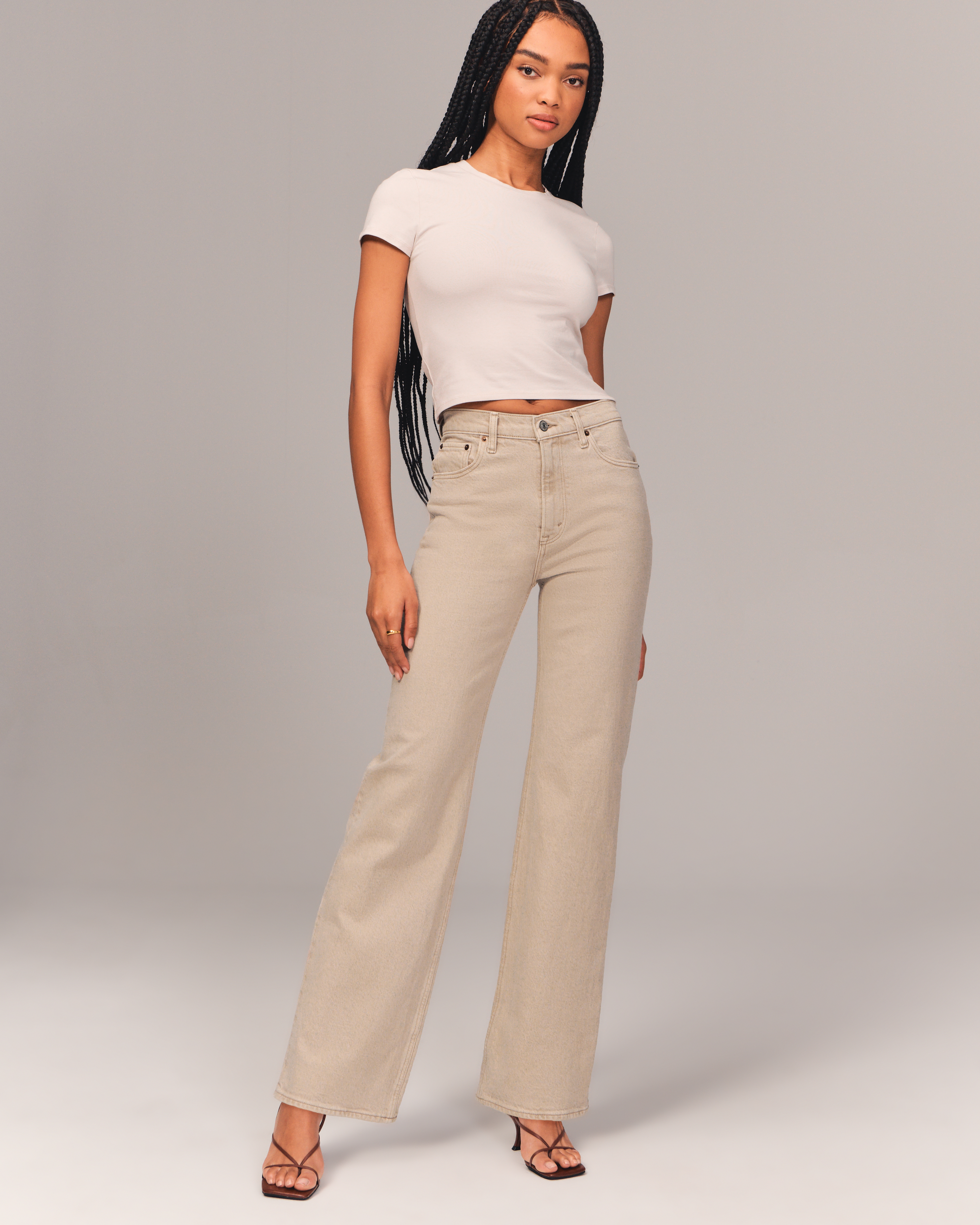 High rise 2024 beige jeans