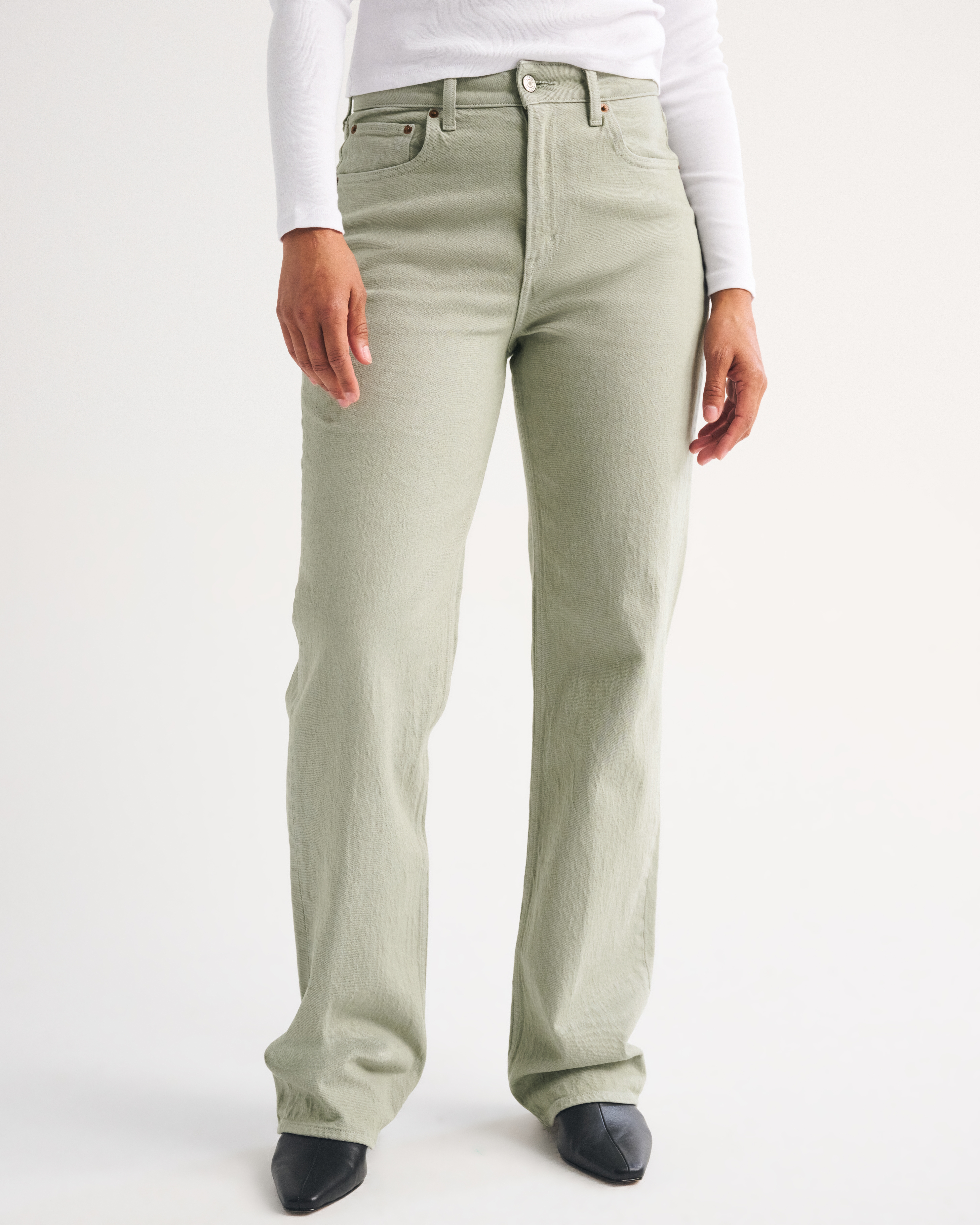 Женские джинсы Abercrombie & Fitch Curve Love High Rise 90s Relaxed Jean, цвет: Aloe — фото 3