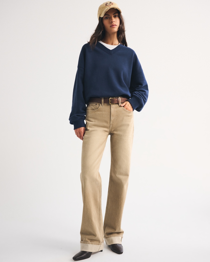 High Rise 90s Relaxed Jean - toffee brown by Abercrombie & Fitch