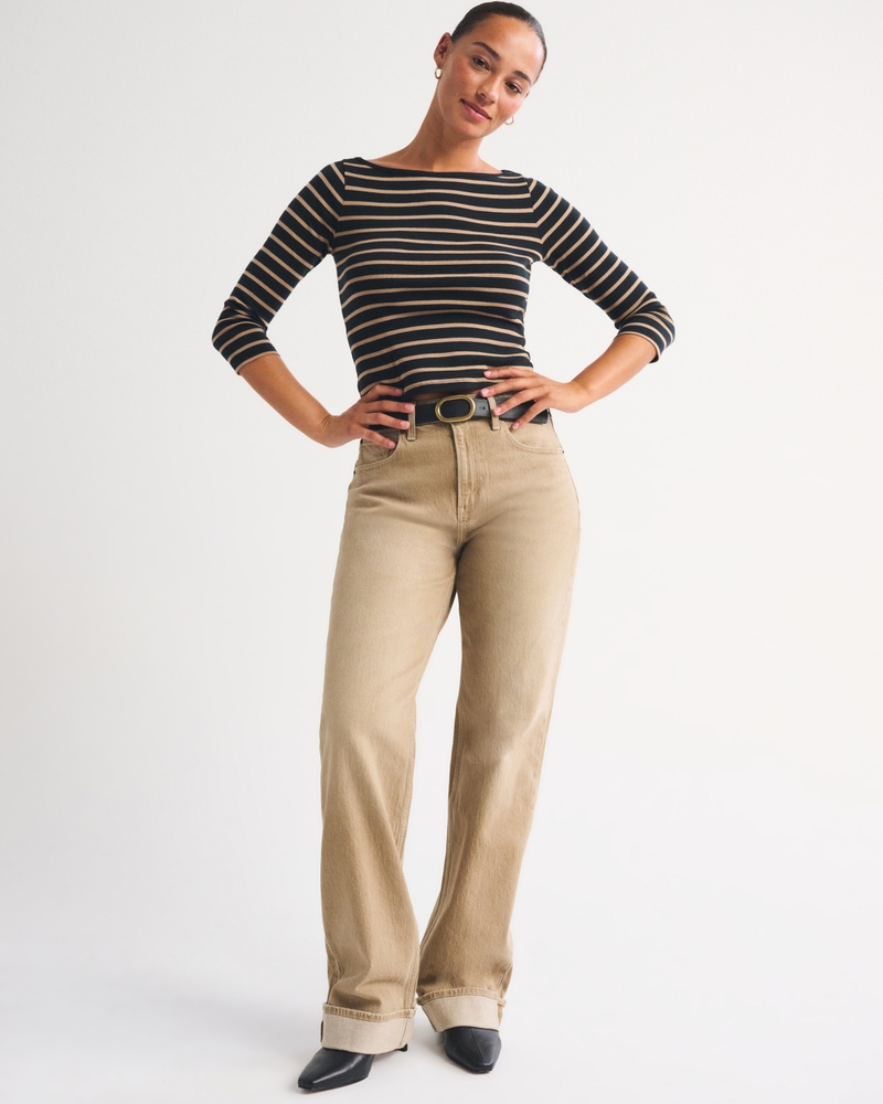 Curve Love High Rise 90s Relaxed Jean - toffee brown by Abercrombie & Fitch