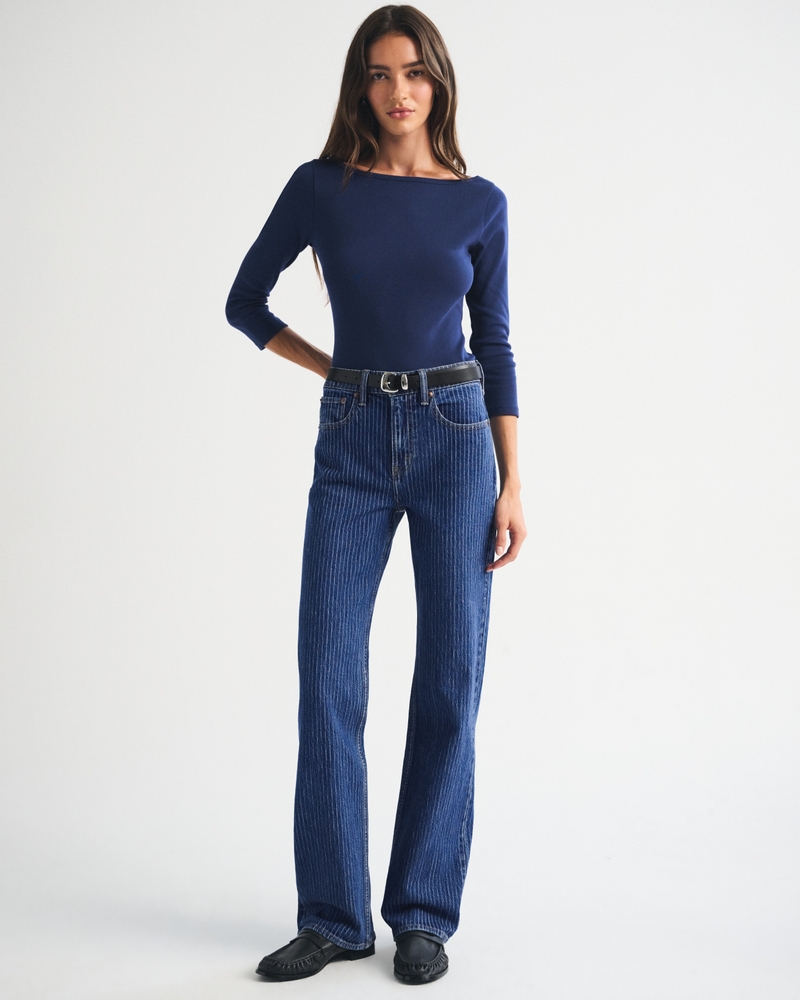 High Rise 90s Relaxed Jean - dark stripe by Abercrombie & Fitch
