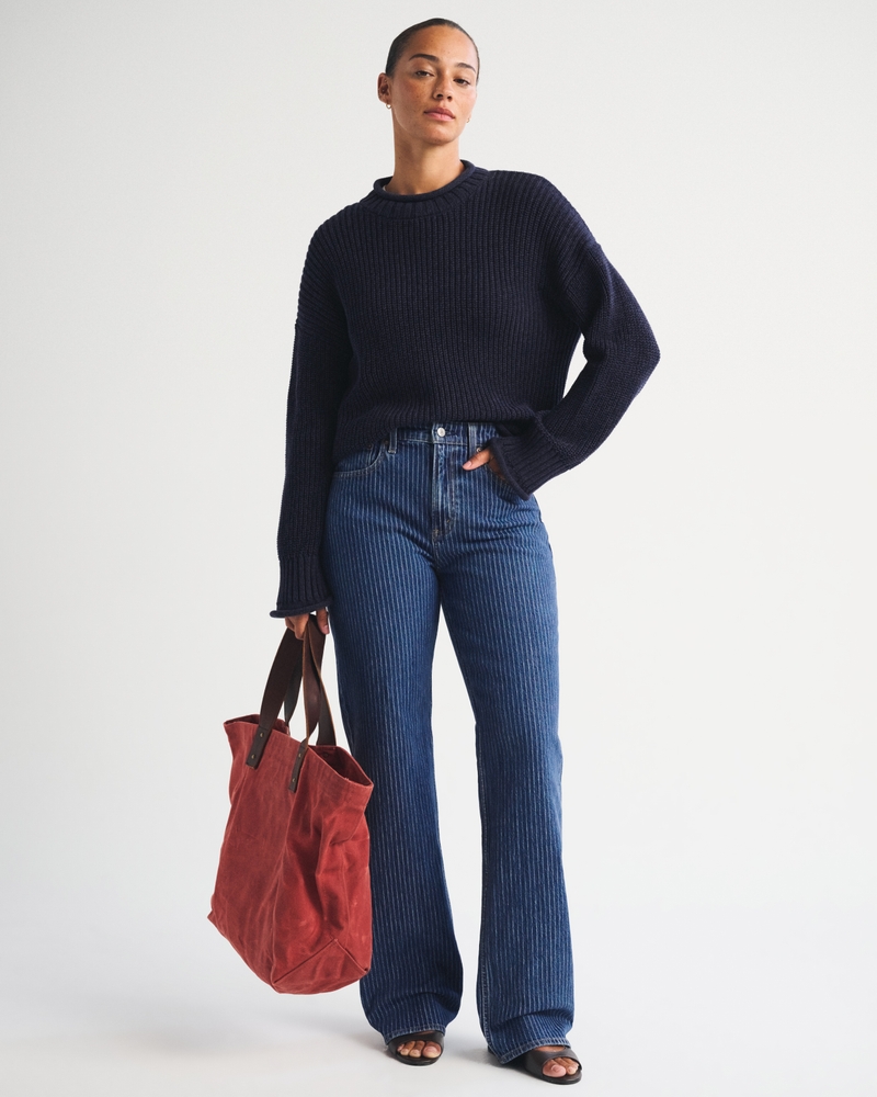Curve Love High Rise 90s Relaxed Jean - dark stripe by Abercrombie & Fitch