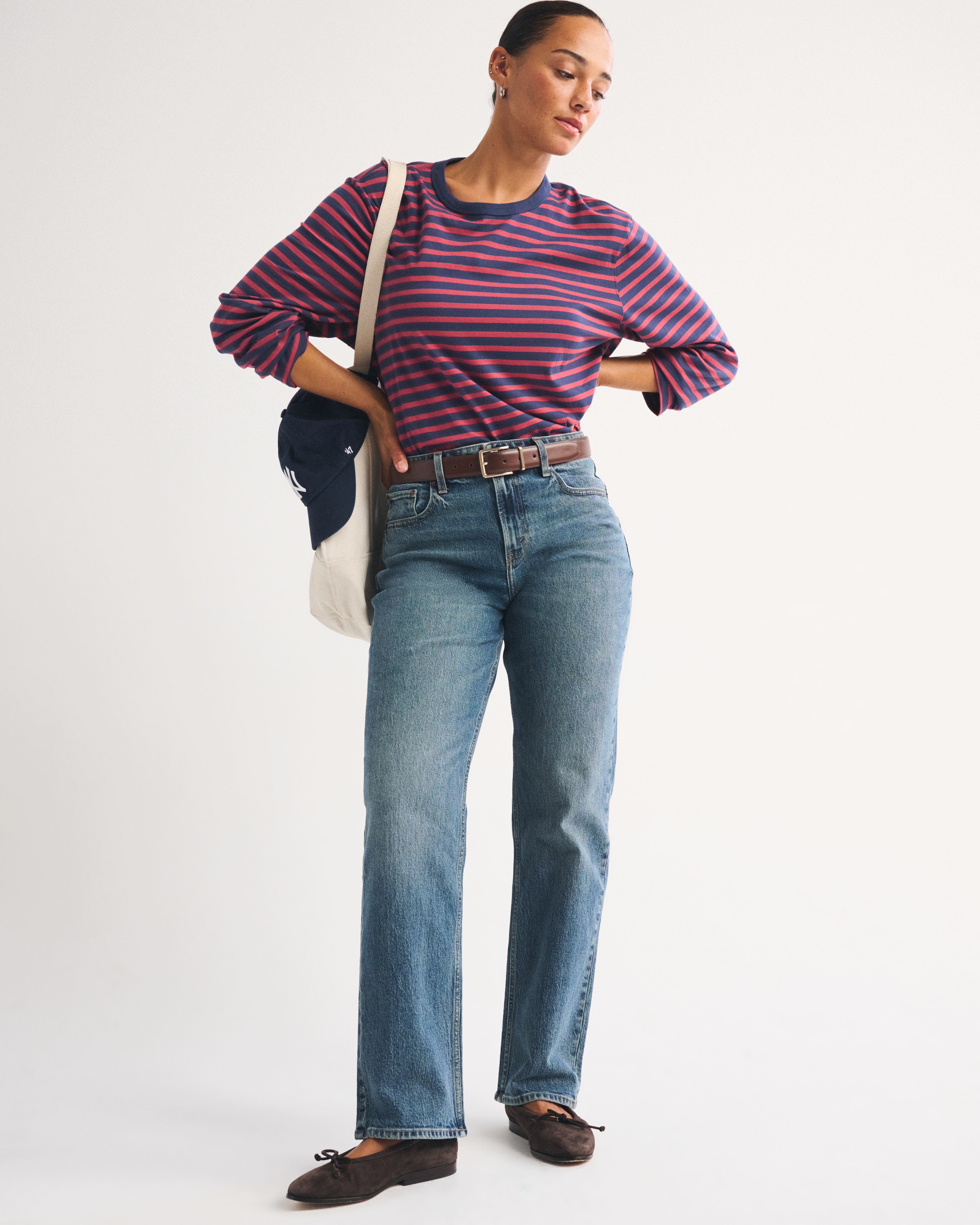 Abercrombie & Fitch Curve Love High Rise 90s Straight Jean In Dark Process
