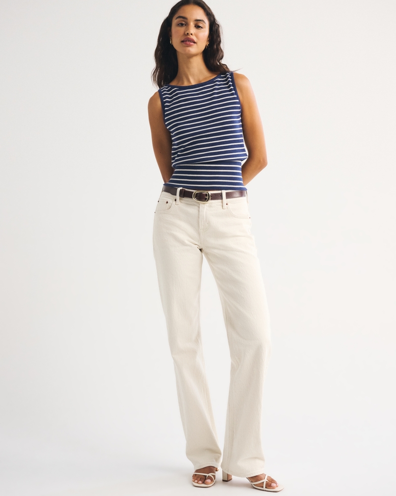 Low Rise 90s Relaxed Jean - ecru by Abercrombie & Fitch