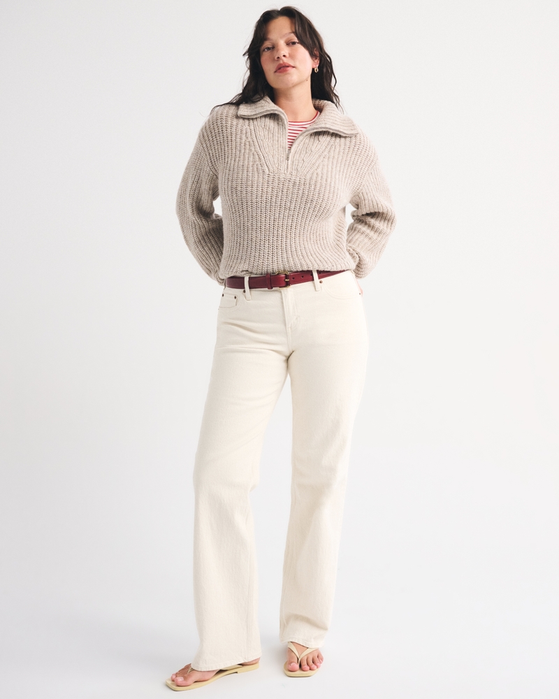 Curve Love Low Rise 90s Relaxed Jean - ecru by Abercrombie & Fitch
