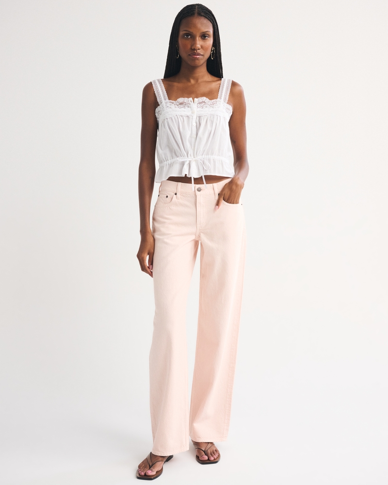 Low Rise Ultra Loose Jean - peach by Abercrombie & Fitch