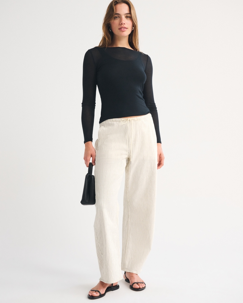 Linen-Blend Denim Pull-On Barrel Jean - thumbnail 7