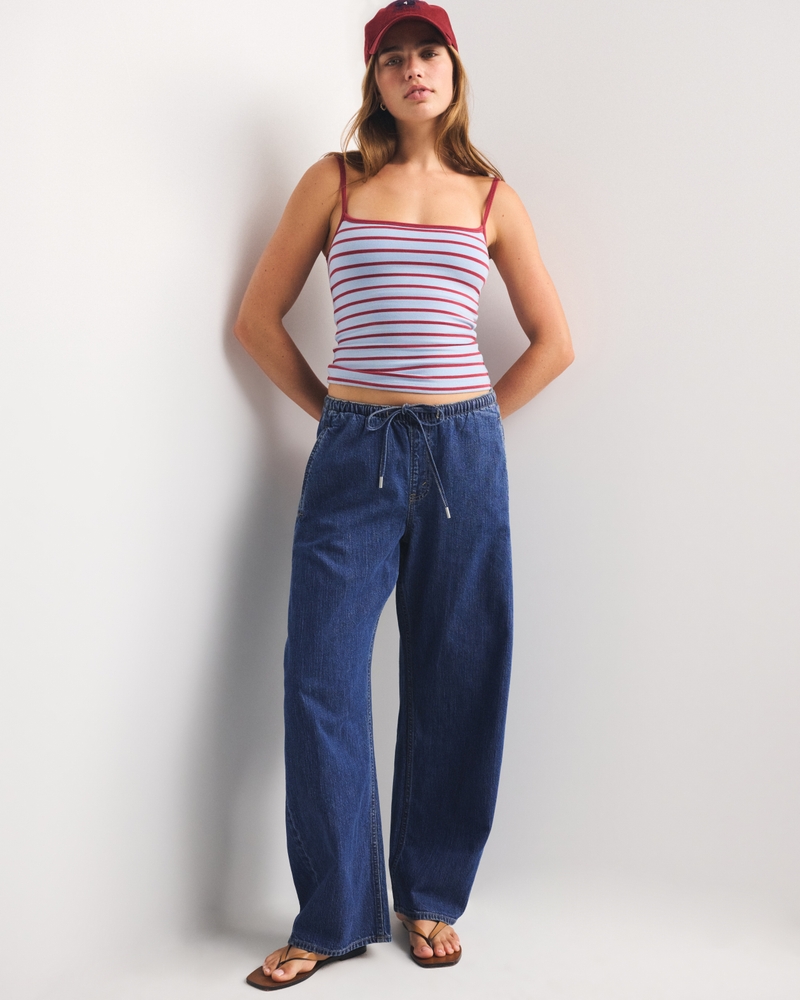 Linen-Blend Denim Pull-On Barrel Jean - thumbnail 2