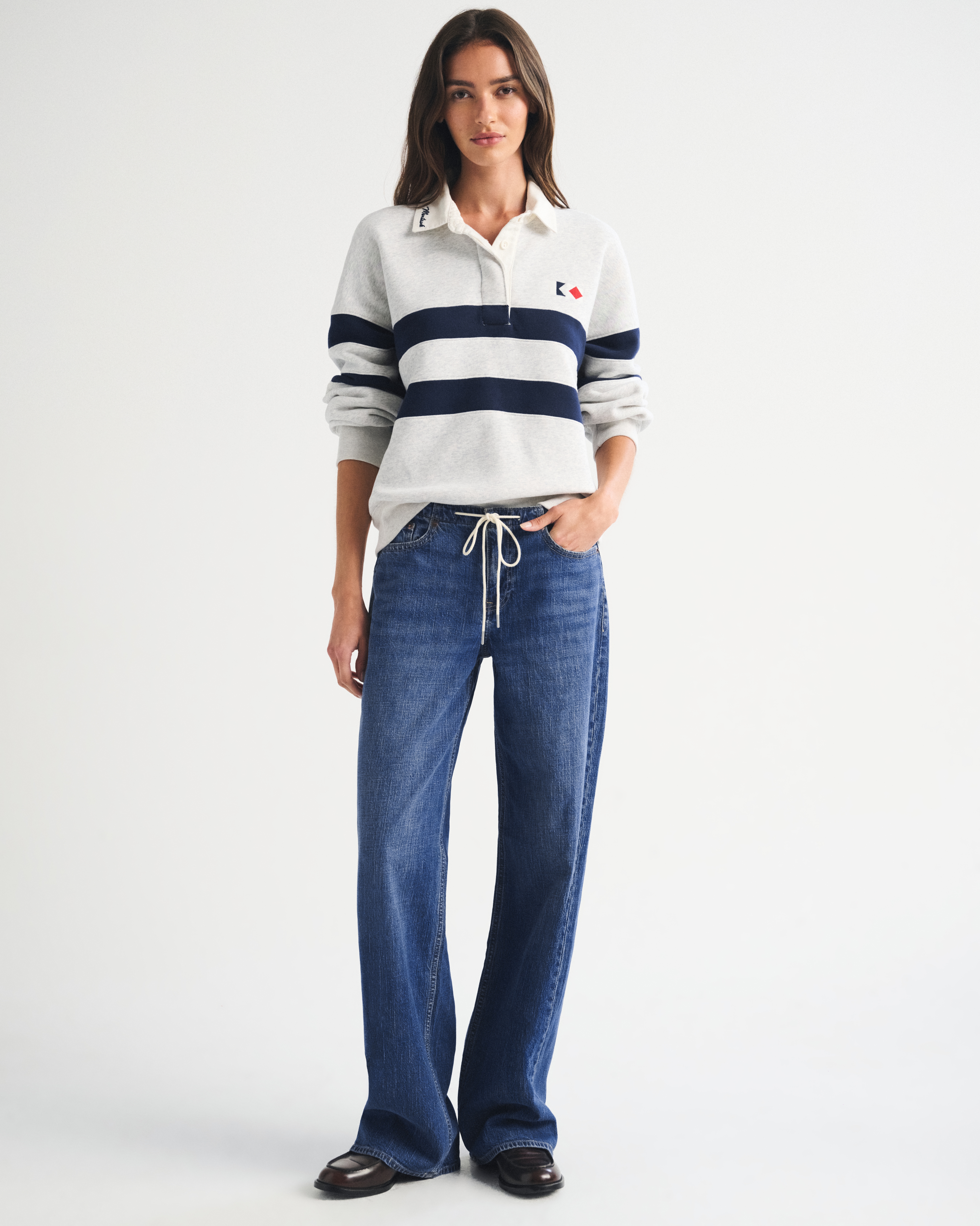Abercrombie & Fitch Linen-blend Low Rise Ultra Loose Drawstring Jean In Medium
