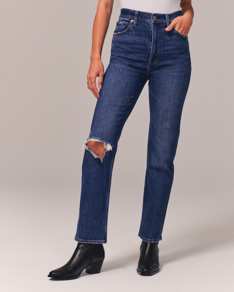 Women's Ultra High Rise Ankle Straight Jean, Women's Clearance