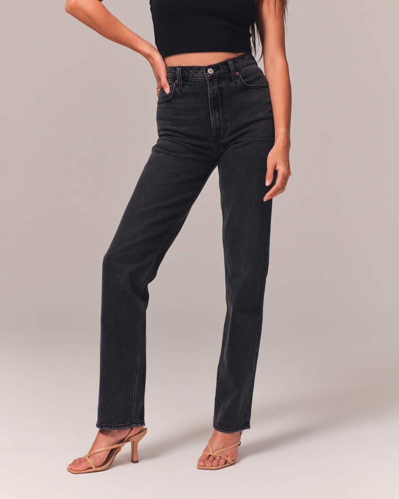 Express Super High Waisted Dark Wash Raw Hem '90S Slim Jeans, Women's Size: 16 Short