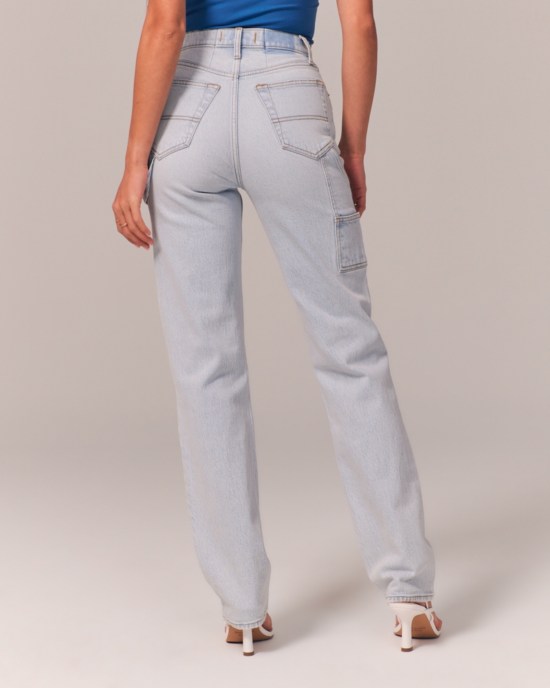 Ardene High Rise Carpenter Jeans in Beige, Size, Polyester/Spandex/Cotton