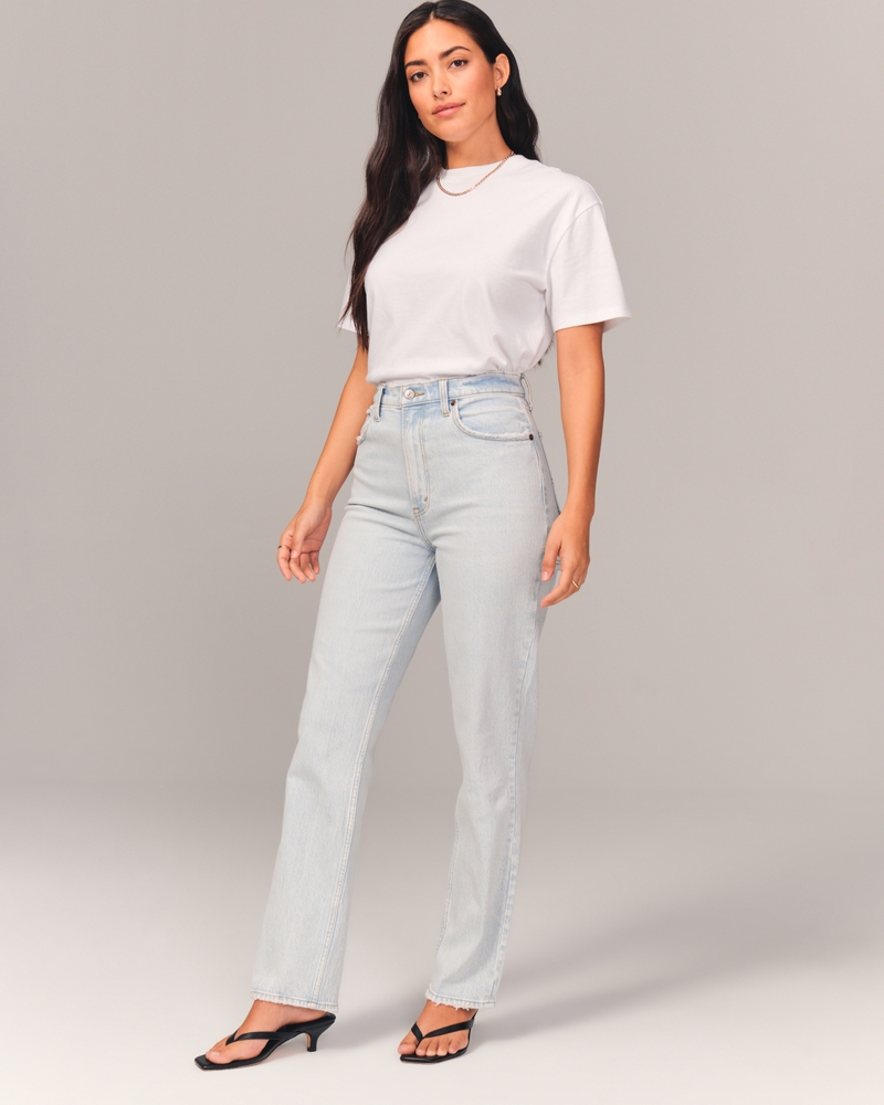 Abercrombie and Fitch + Curve Love 90s Ultra High Rise Straight Jeans