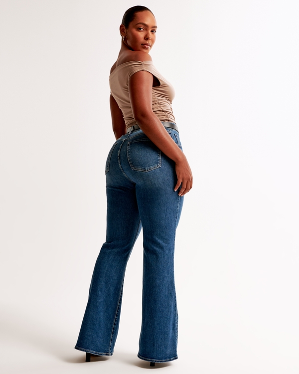 Plain High Stretch Flare Leg Jeans, High * Slim Fit Bell Bottoms Solid  Color Bootcut Denim Pants, Women's Denim Jeans & Clothing