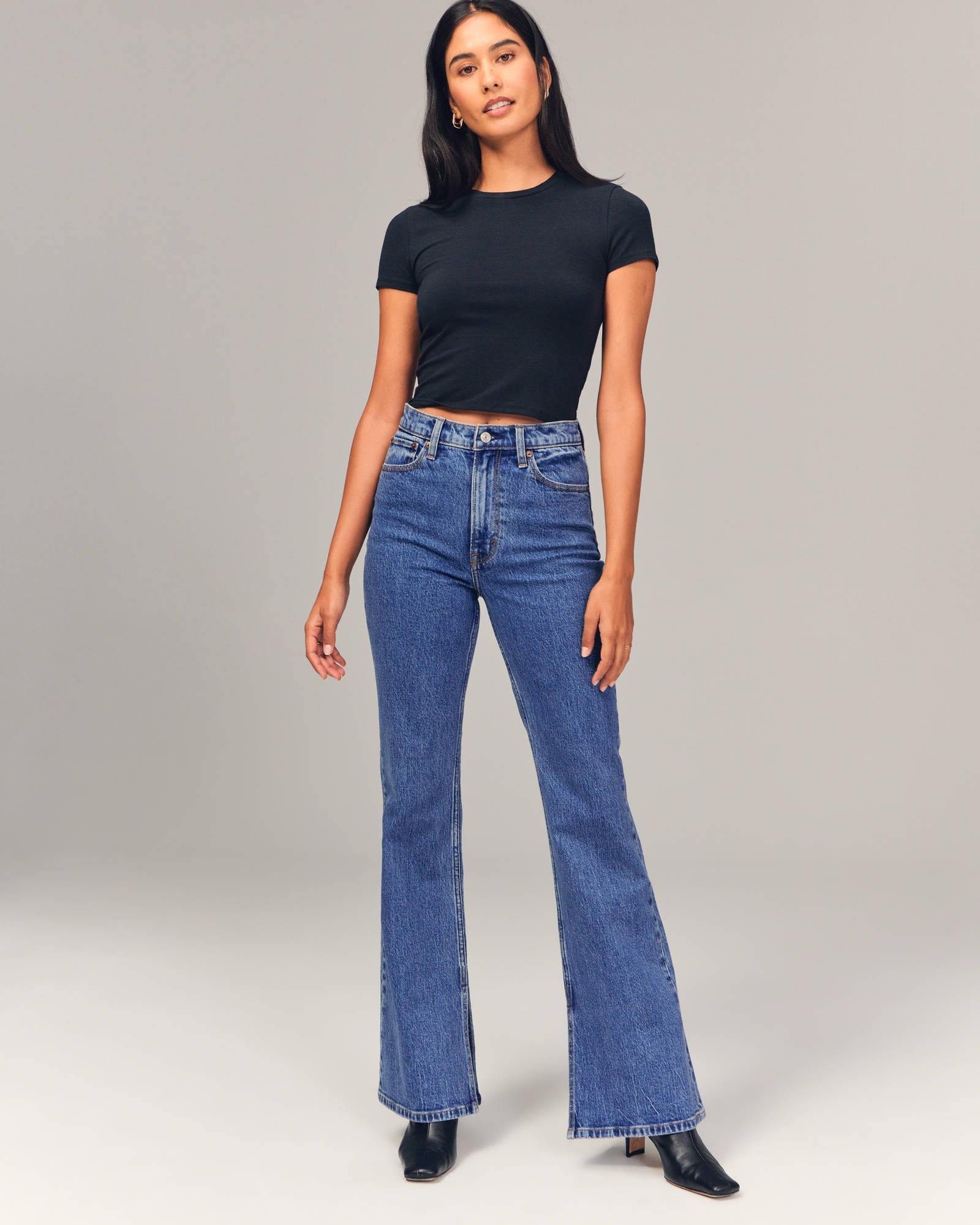 Vintage High Waist Flared Skinny Jeans For Women Khaki, Black, And Brown  Stretch Denim Pants Clothing Flared Trousers Women Jean 210629 From Mu04,  $17.07