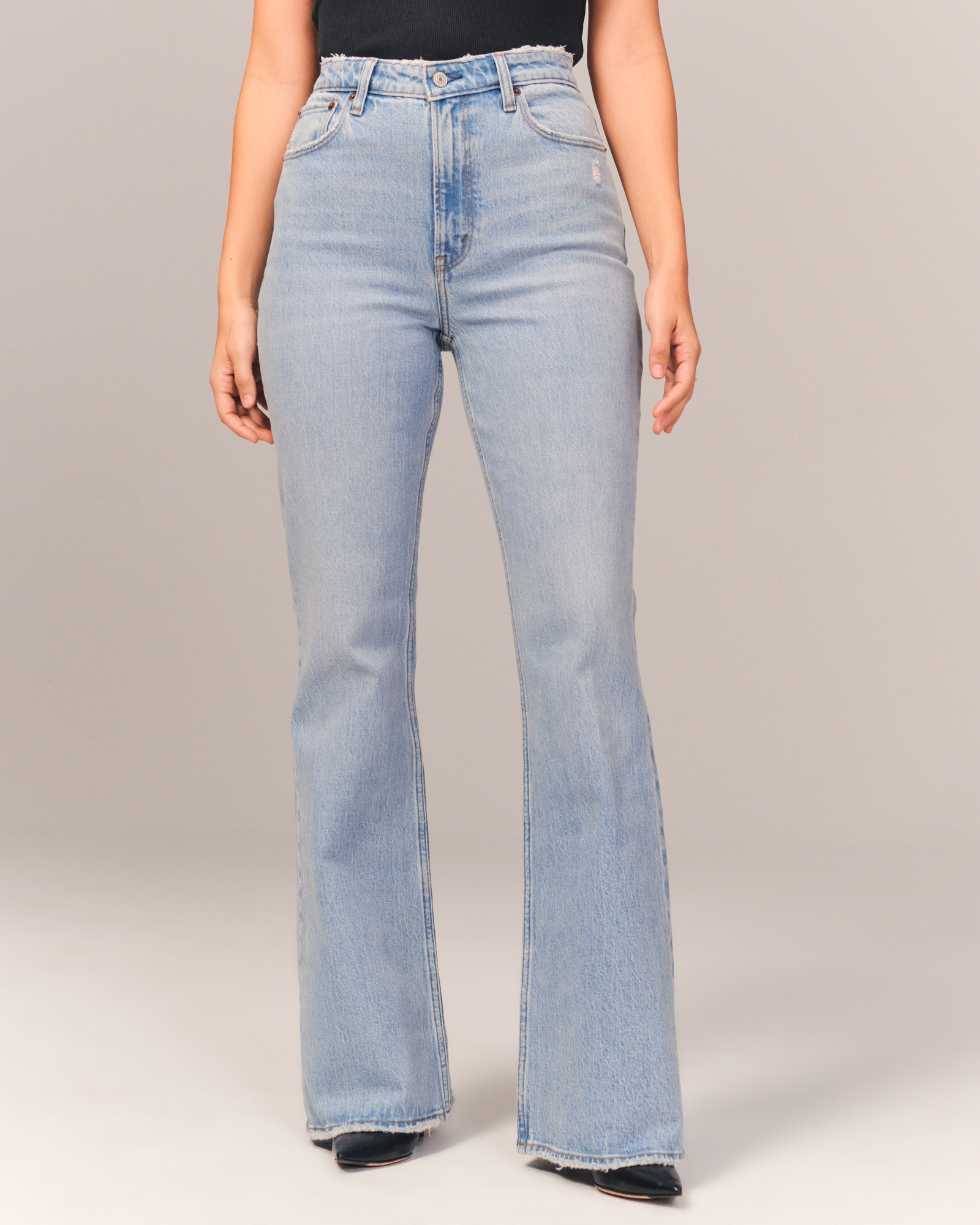 Women's Retor Curvy High Waist Flare Denim Jeans 