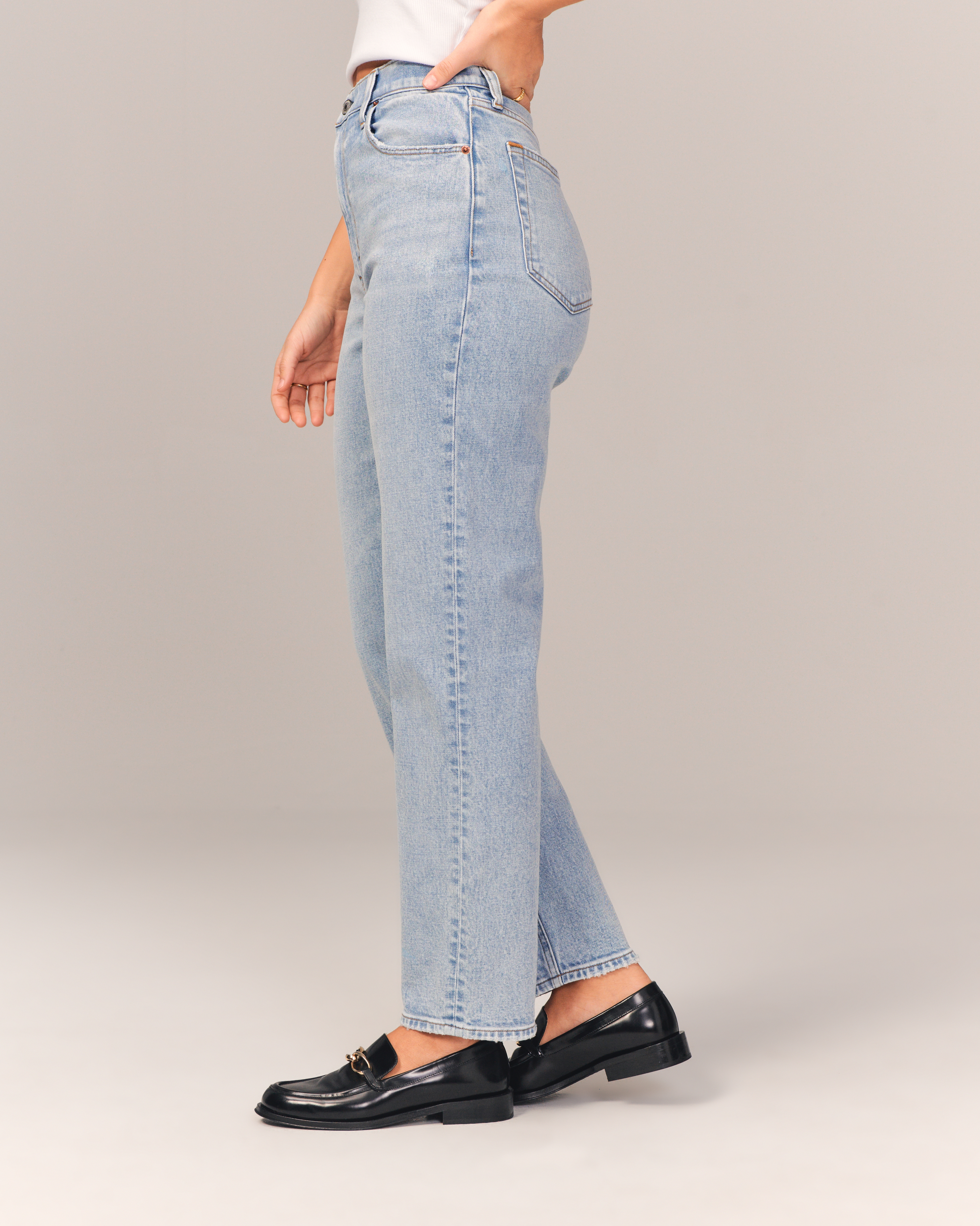 Abercrombie high rise ankle straight jeans sale