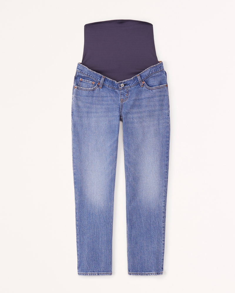 Maternity Light Blue Wash Low Rise Boyfriend Jeans