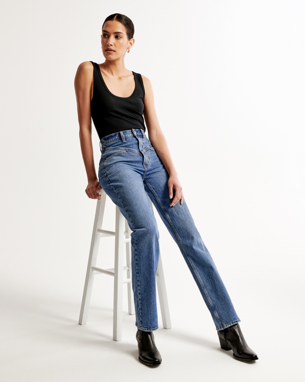 Ultra High Rise 90s Straight Jean, Medium With Front Yoke
