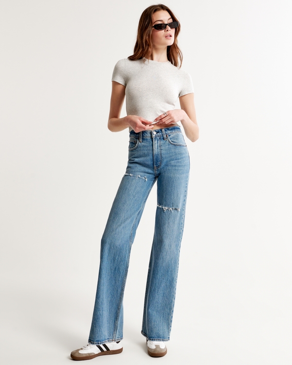 High Rise 90s Relaxed Jean, Medium Destroy