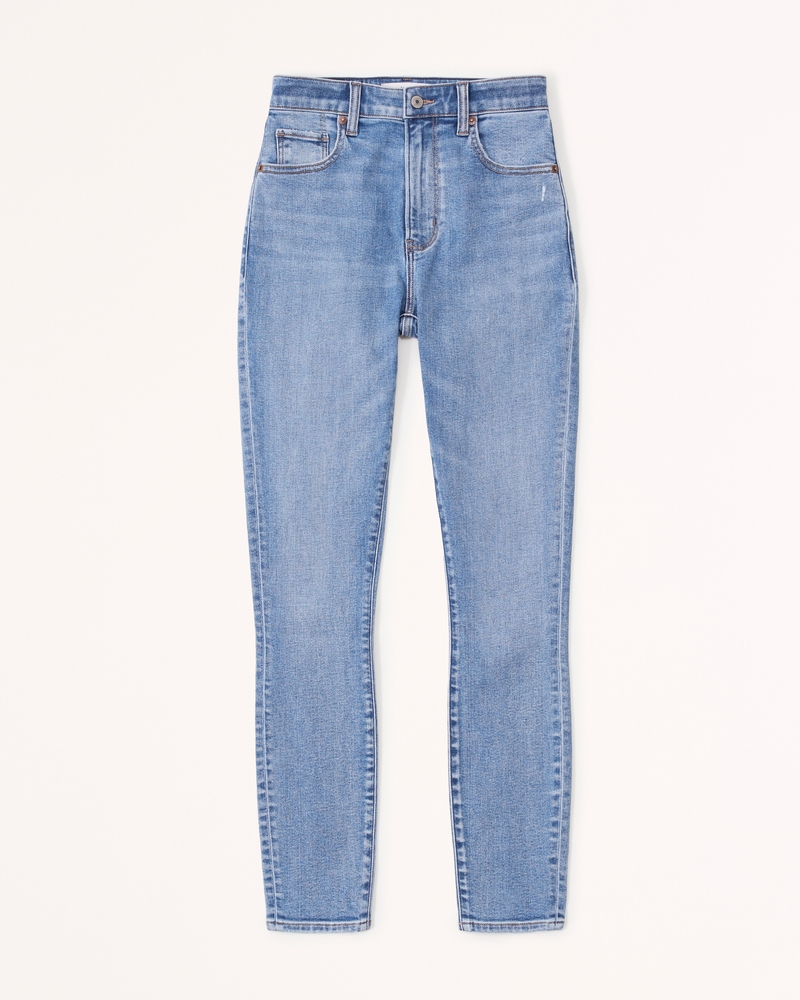 Ari Lauren Shortened Stretchy Jeans in Light Blue 38