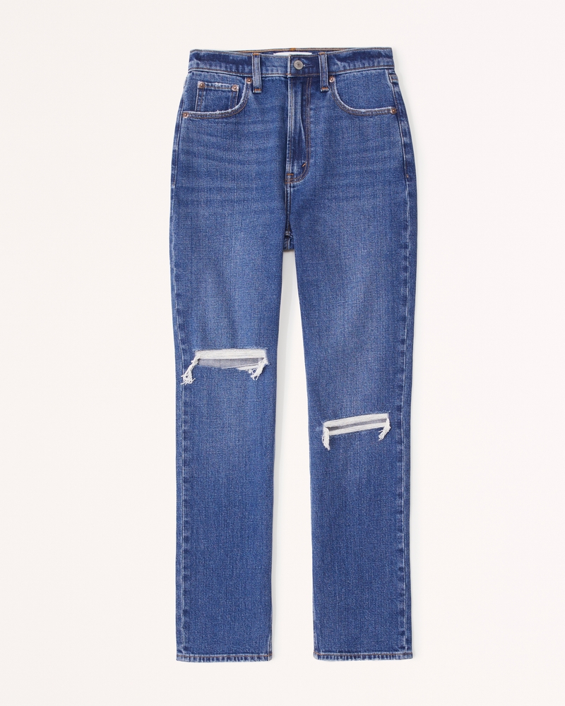 Abercrombie & Fitch Curve Love Ultra High-Rise Ankle Straight Jeans