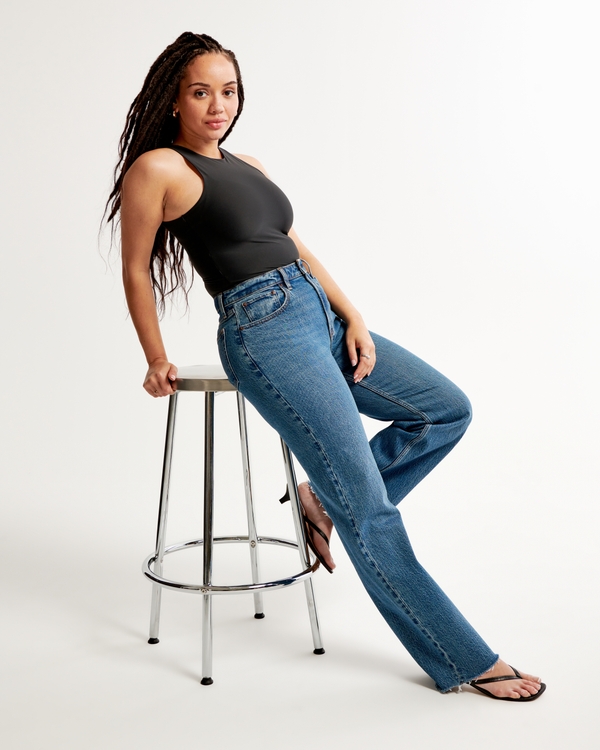 Curve Love High Rise 90s Relaxed Jean, Medium With Raw Hem