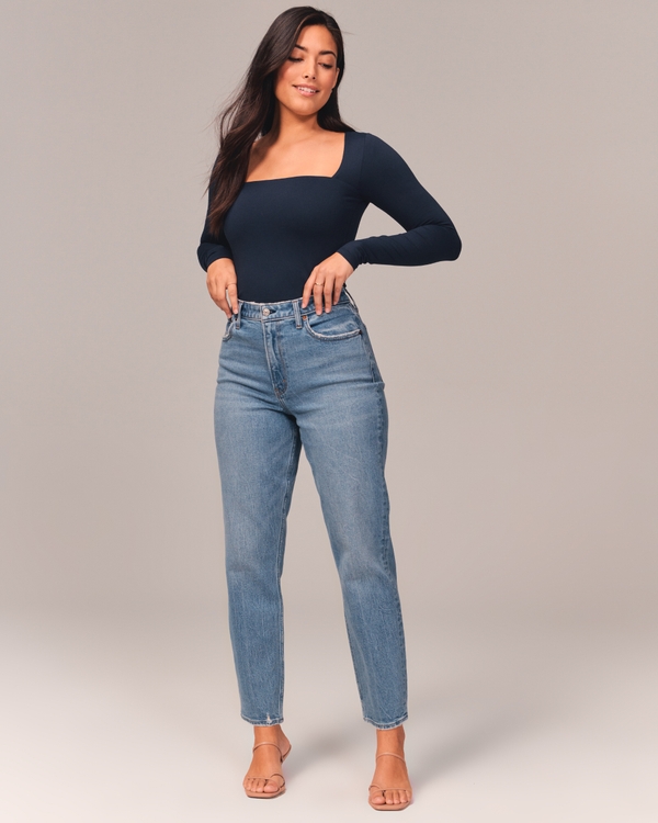 Pantalones Mujer Recto Mom Jeans Ancho Mezclilla Jeans Dama Talla 15