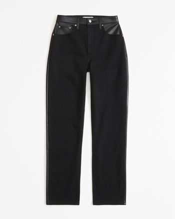 Women's Mixed Fabric Curve Love Ultra High Rise 90s Straight Jean