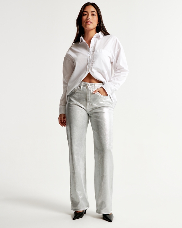 Curve Love High Rise 90s Relaxed Jean, Silver