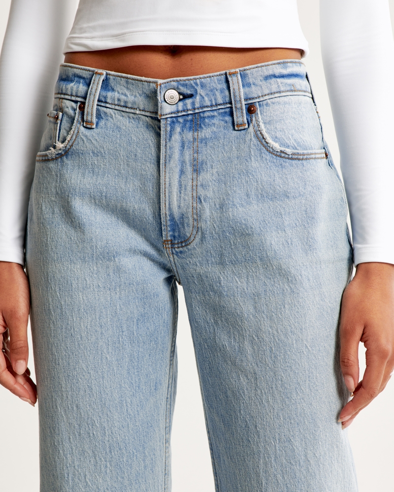 Women's Low-Rise Comfort Waist Dark Wash Baggy Jeans, Women's Bottoms