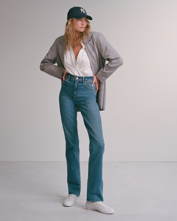 Ultra High Rise 90s Straight Jean, Medium With Raw Hem