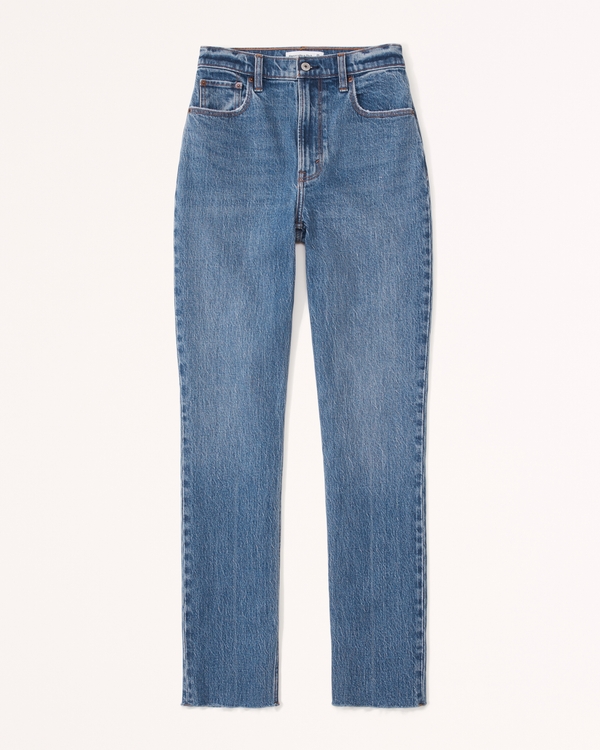 Curve Love Ultra High Rise 90s Straight Jean, Medium With Raw Hem